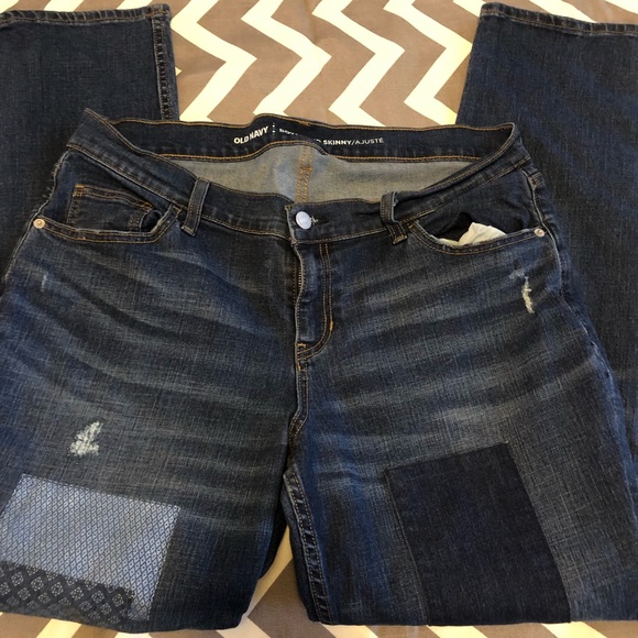 Old Navy Denim - Old navy patch jeans boyfriend skinny 10